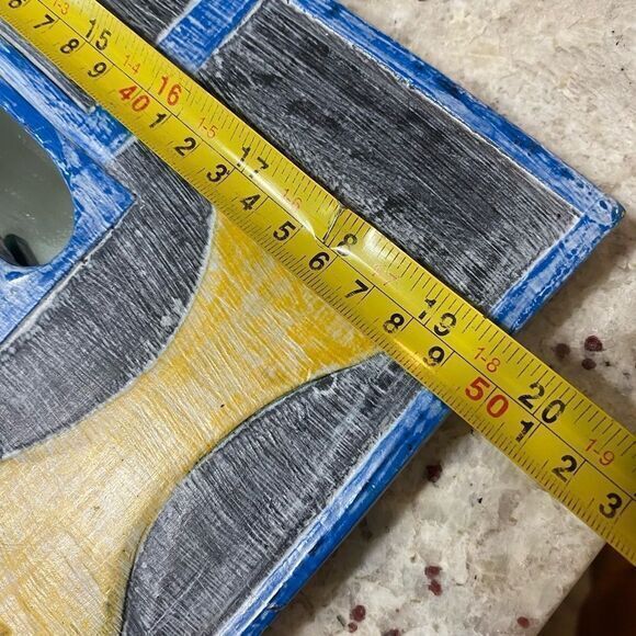 Vintage 19 X 11 Nautical Themed Resin Blue And Yellow Mirror‎ - Picture 2 of 8